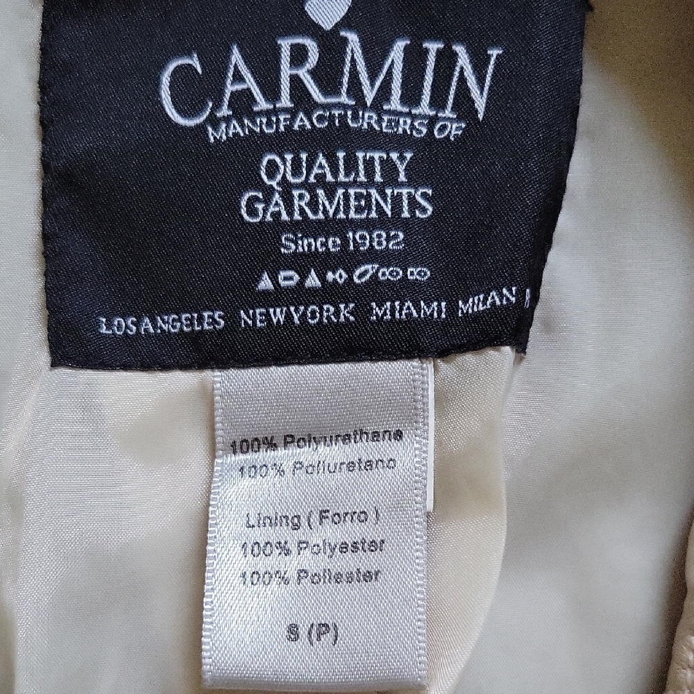 Carmin Cream Faux Leather Jacket Sz S - Picture 5 of 11